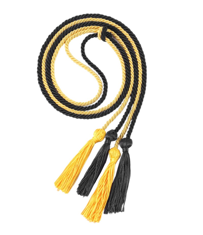 UIALECG Double Graduation Honor Cords - Black and Gold,68" Long - Image 1